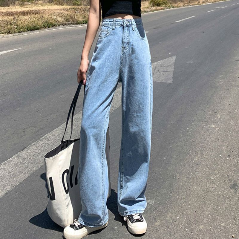 Compra Alta Cintura Ancha Pierna Recta Suelta Pantalones Vaqueros Extra  Largos Para Mujeres XS S M L XL 201105 Barato | Entrega Rápida Y Calidad |  Es.Dhgate