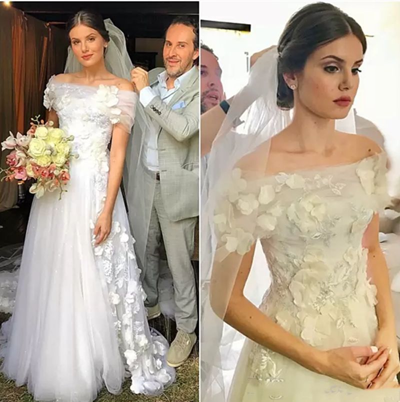 Compra Camila Queiroz 3d Apliques Florales Una Línea Vestidos De Novia  Vestidos Nupciales 2022 Primavera Romántica Bateau Cuello Flores Encaje  Largo Marfil Blanco Tul Novia Vestido Más Tamaño Barato | Entrega Rápida