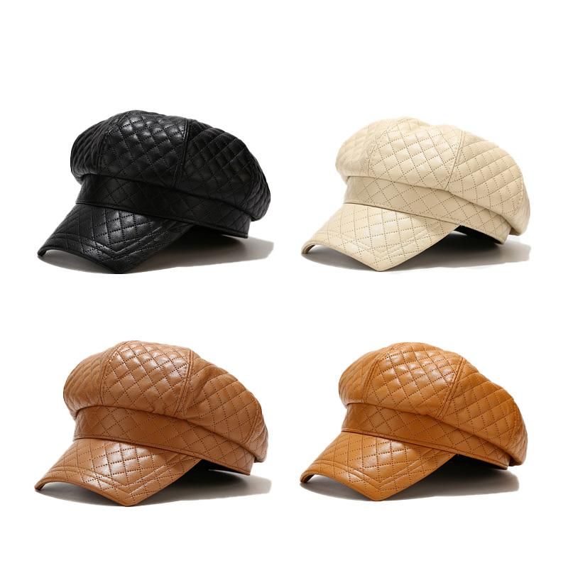 Hombres Otoño E Invierno Delgado Color Sólido Sombrero De Pu Hombres Otoño E Invierno Delgado Color Sólido Sombrero De Pu