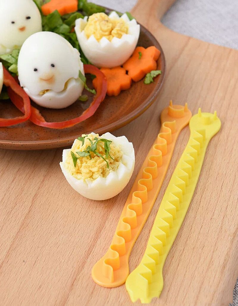 2 Pcs Fancy Cut Eggs Cooked Eggs Cutter Household Boiled Eggs