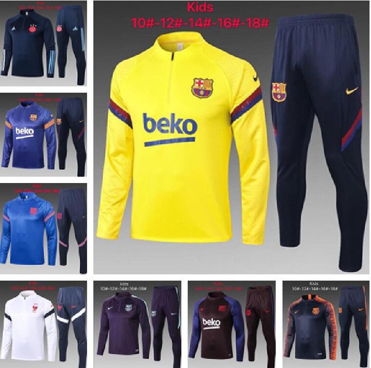 2020 20 21 Kids Half Zip Real Madrid Soccer Jersey Set