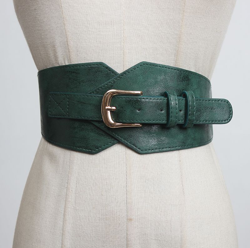 2021 Mujeres Patchwork Corsé Sexy Cinturones Abrigos Abrigos Verde Negro Brown Cinturon