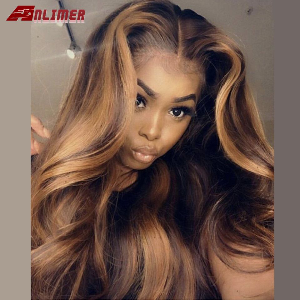 Lace Wigs Brown Blonde Ombre Highlight Color Hair T-Part Front Human Wig For Black Women 5*5 PU Silk Base Remy Lace Wigs Brown Blonde Ombre Highlight Color Hair T-Part Front Human Wig For Black Women 5*5 PU Silk Base Remy
