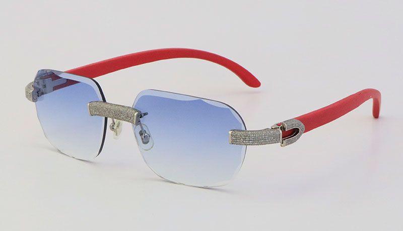 Red Wood Silver Blue Lens