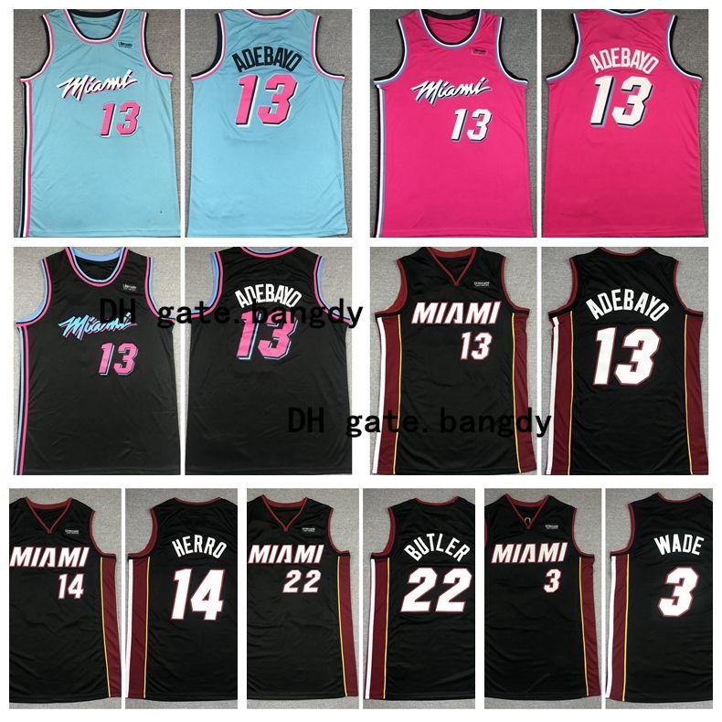 2020 Mens 2020 Miami Nba Heat Throwback Dwyane 3 Wade Tyler 22 Butler 14 Herro 13 Adebayo City ...
