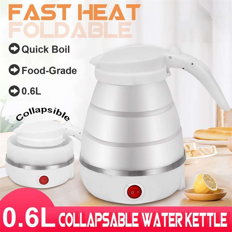 Electric kettle foldable silicone portable water kettle 600ml mini small  electric kettles travel water boiler camping kettle