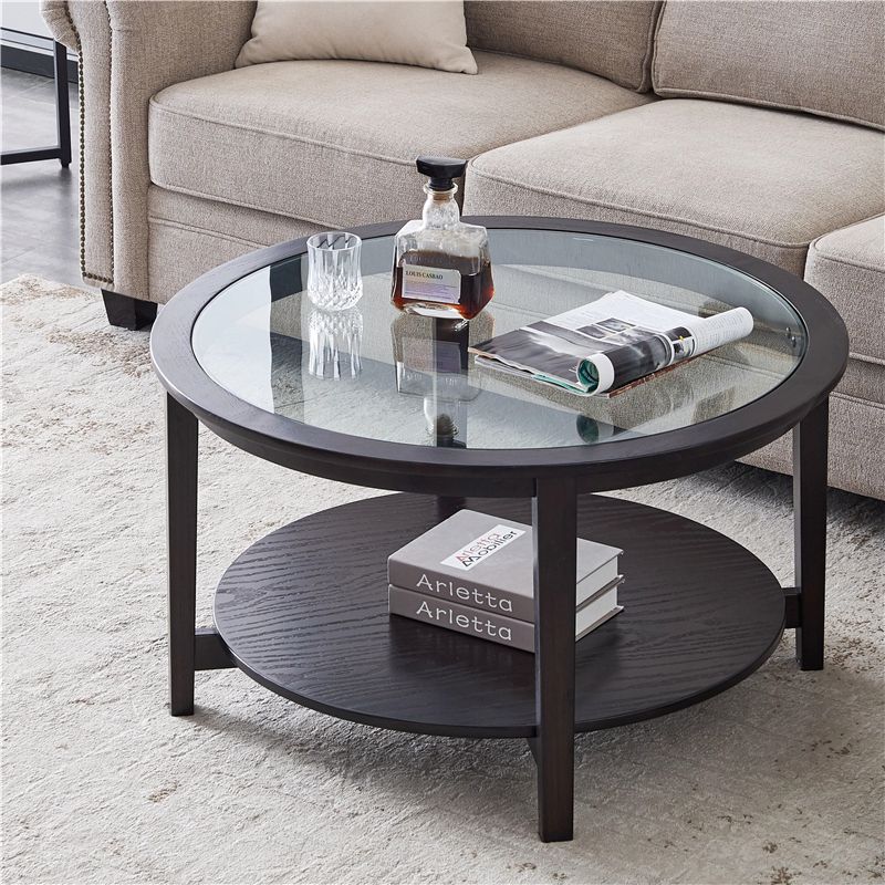 2021 US STOCK Living Room Furniture Modern Solid Wood Round Coffee