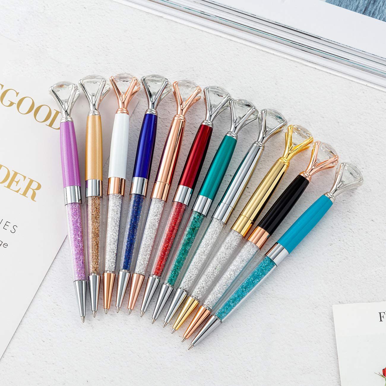 Gift For Mom Novelty Pens Pens In Pink Colorful Crystal Pen Crystal Purple Pen Pretty Pens Pretty Writing Pen