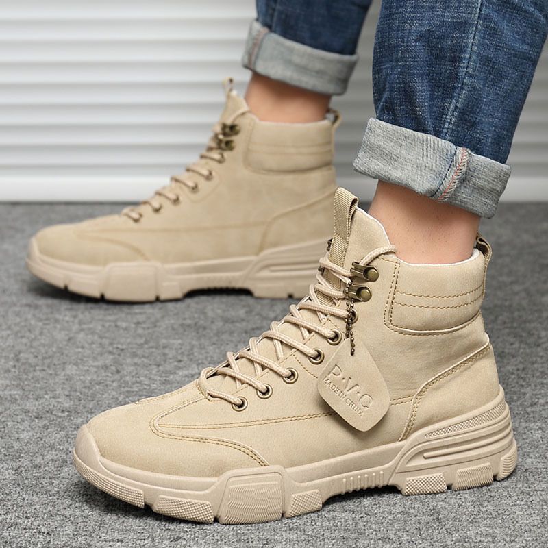 Chic Mens Leather Lace up High Top Combat Military Army Desert Ankle Boots Shoes
