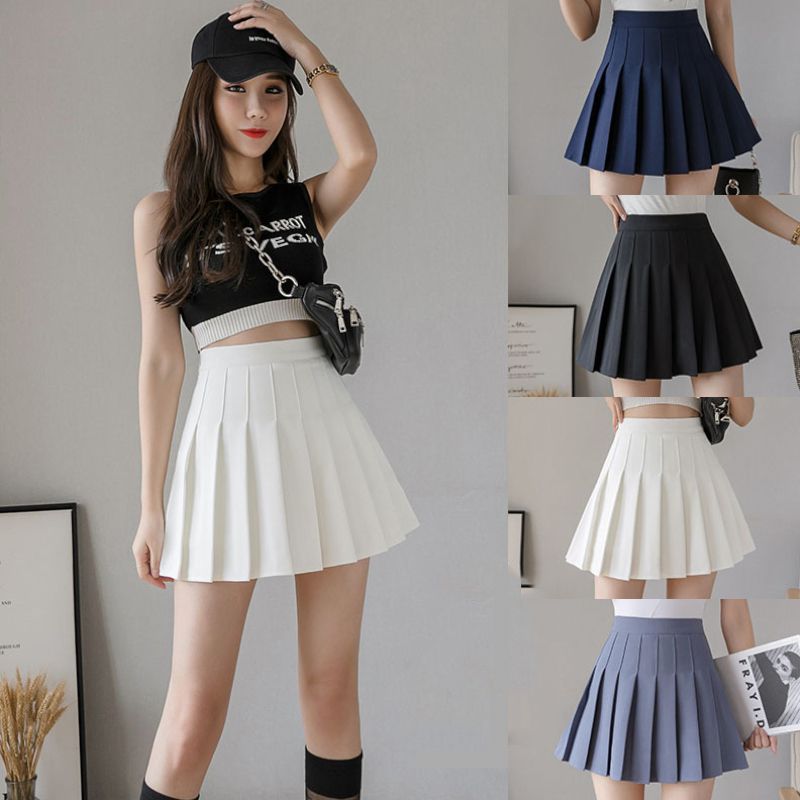 Talla grande Falda plisada Mujeres anti-arrugas coreano verano faldas cortas plisadas falda de moda kawaii blanco J0118