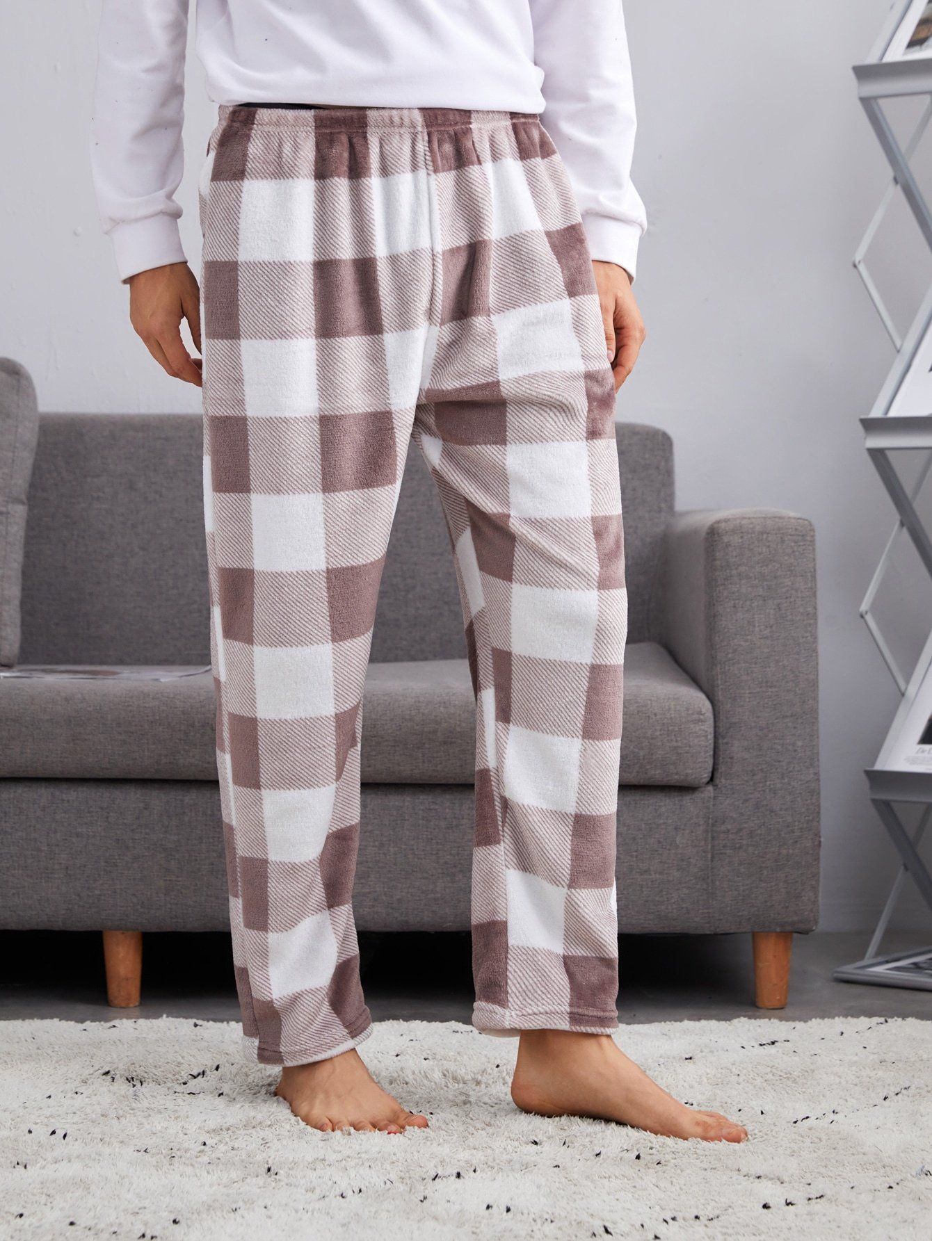 Men Buffalo Plaid Print Flannel Pajama 