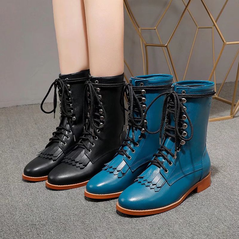 autumn and winter new leather Martin boots short tube women's boots  wholesale black blue Martin boots for women 35-41