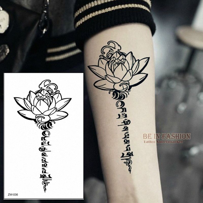 Wholesale Buddha Lotus Designs Temporary Tattoo Letters Sanskrit Tibetan Word Tattoos Back Henna Leg Waist Arm Shoulder Waterproof ZW0 Pygt# Wholesale Buddha Lotus Designs Temporary Tattoo Letters Sanskrit Tibetan Word Tattoos Back Henna Leg Waist Arm Shoulder Waterproof ZW0 Pygt#