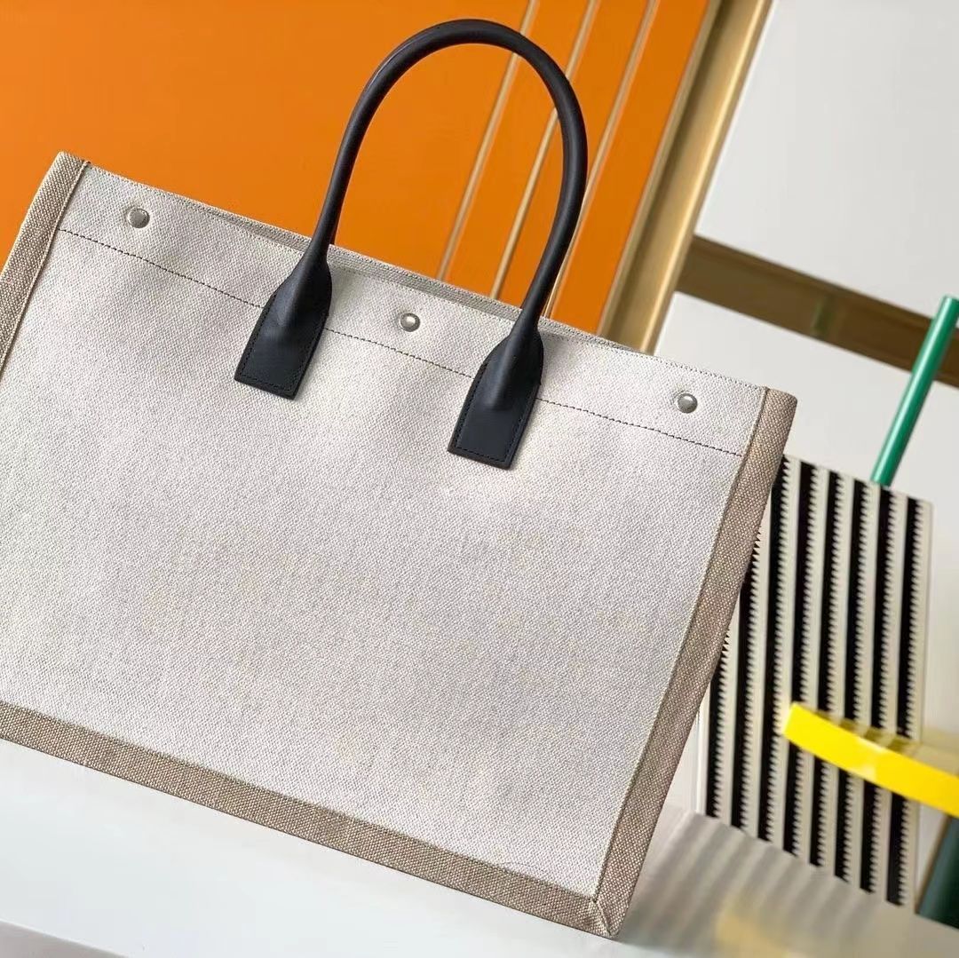 Luxury Designer Top Women Handbags Rive Gauche Tote LINEN LEATHER