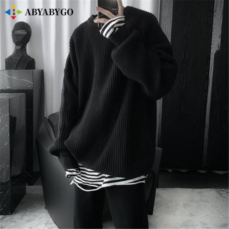 Compra Suéteres Para Hombres Llegan A Hombre Negro Y Jerseys Otoño Invierno  Vintage Casual Suelto O Cuello Suéter De Punto Para Mujer Ropa Coreana  Barato | Entrega Rápida Y Calidad | Es.Dhgate