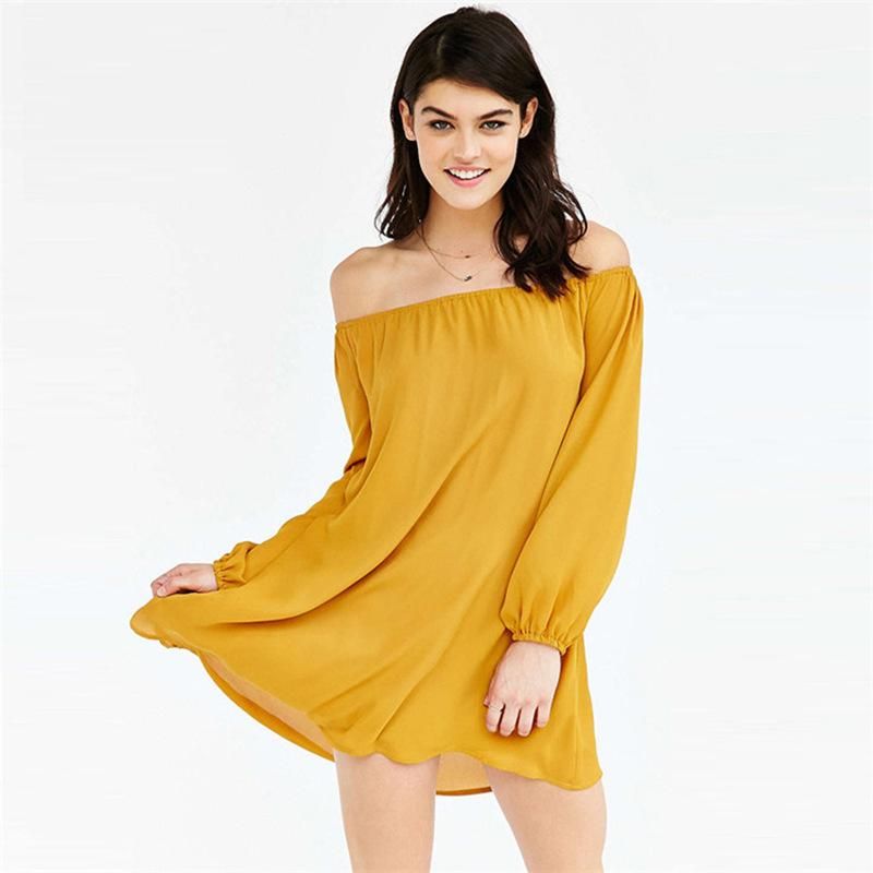 Compra Vestidos Casuales Primavera Y Verano Amarillo Vestido Suelto Mujer  Tubo Top Manga Larga Sexy Medio 2021 Elegante Disfraz De Fiesta Barato |  Entrega Rápida Y Calidad | Es.Dhgate