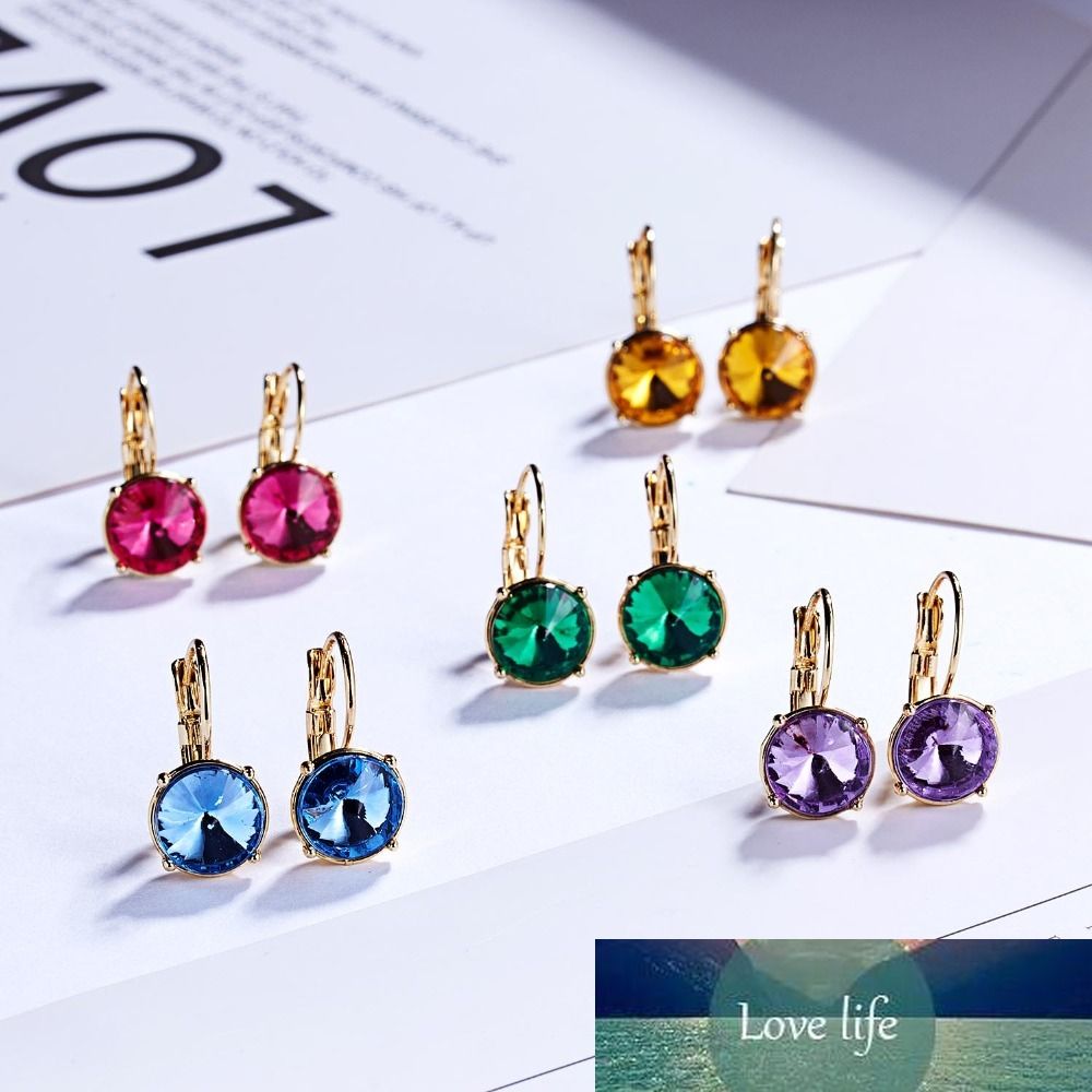 Pendientes De Cristal Redondos Pendientes De Mujer Gran Oro Pendientes De Cristal Redondos Pendientes De Mujer Gran Oro