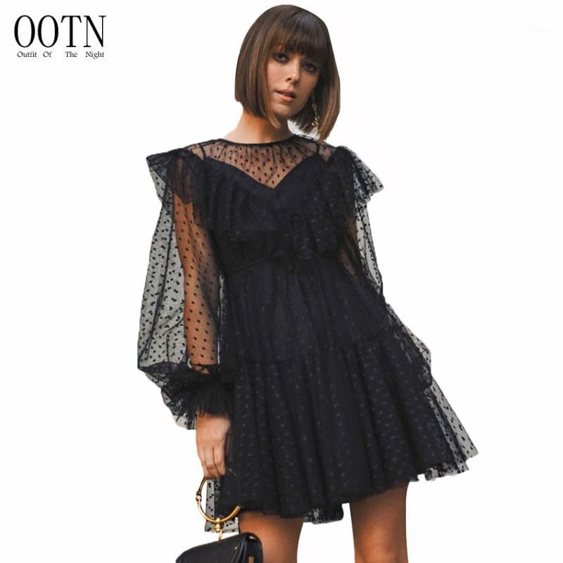 OOTN Polka Dot Tull Short Dress Women 