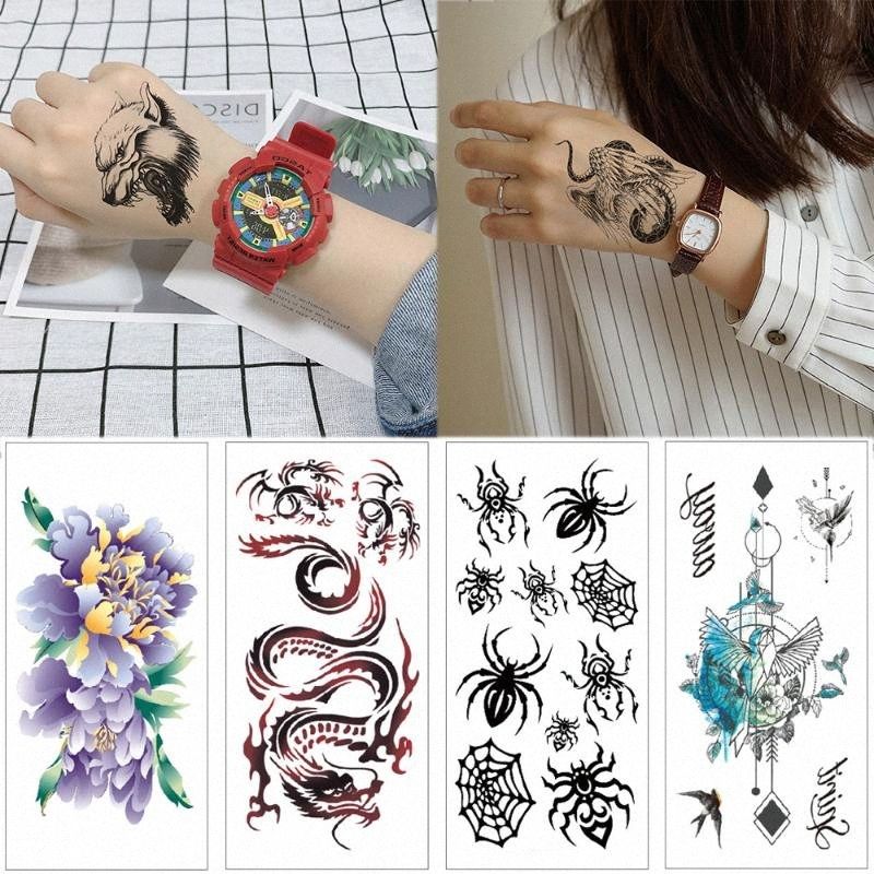 25 تصاميم للماء وهمية الوشم التنين العقرب الأسود لون الحبر وشم مؤقت ملصقا فراشة هيئة زهرة الوشم Lyvo 2021 من Waterwin 135 46ر س موبايل Dhgate