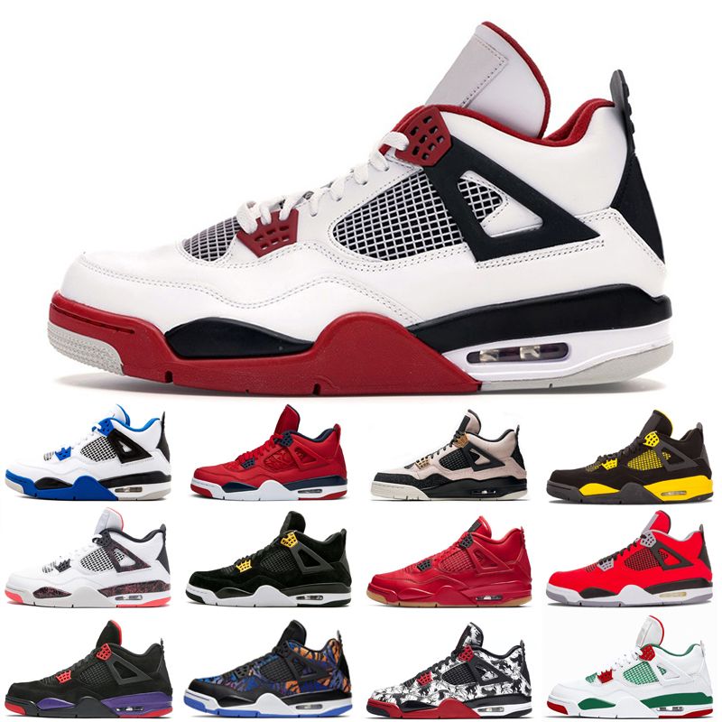 Men 4s Basketball Shoes 4 Starfish Blue Neon New Fire Red Pine Green