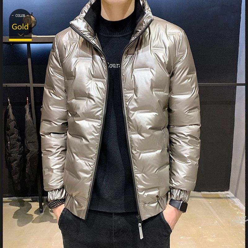 2021 Winter New Shiny Down Jacket Mens Nylon Fabric Down Padded Super