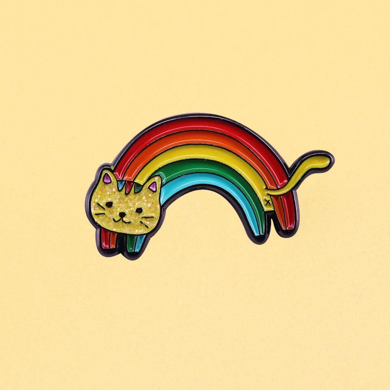 Pins, Brooches Rainbow Enamel Pins Cute Animal Cat Metal Cartoon Brooch Men  Women Fashion Jewelry Gifts Anime Movie Novel Hat Bag Lapel Badg