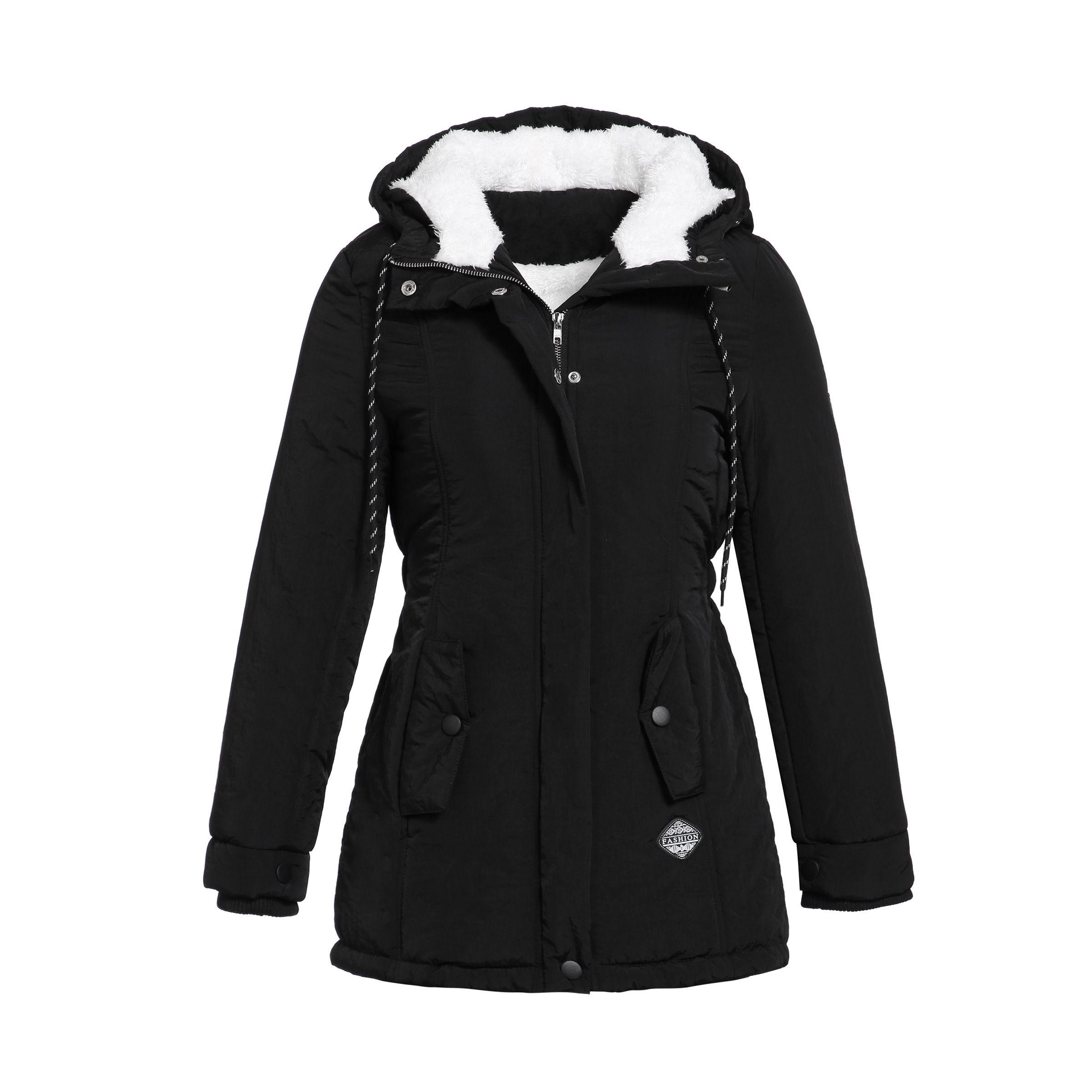 hooded black coat