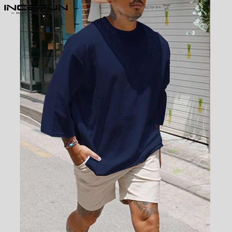 Fashion Men Casual T Shirt Plain Cotton 