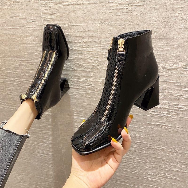 double zipper ankle boots