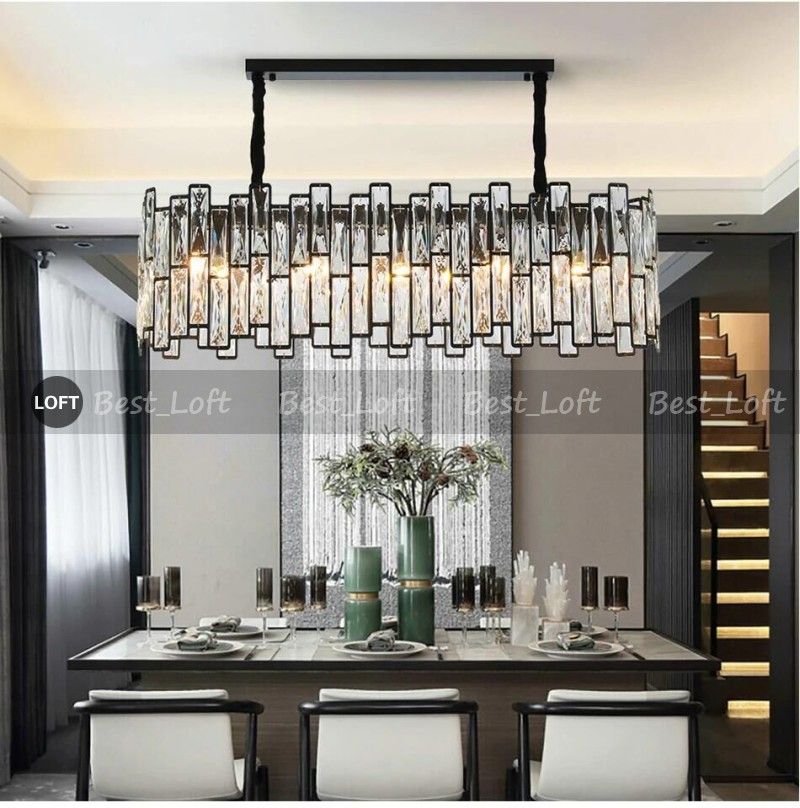 Bulk New Post Modern Black Chandelier Lighting Rectangle Dining Room Kitchen Island Led Light Fixtures Hanging Cristal Lamps From Best Loft 388 59 Dhgate Com Kitchen Island Led Light Fixtures, Black Rectangle Dining Room Light