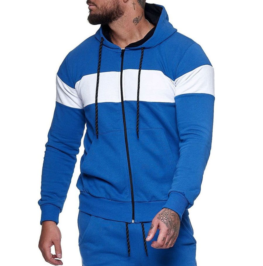 Fashion Plus Size Mens Sports and Fitness Casual Sweater Cardigan Hooded Jacket Tops 