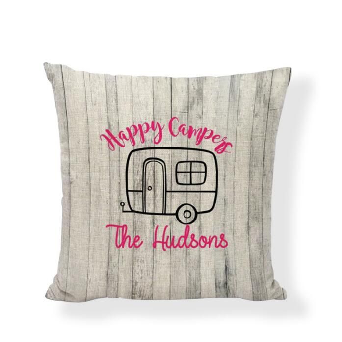 Pillow Case Happy Camping Printed Decoration Pillow Cover Linen Home