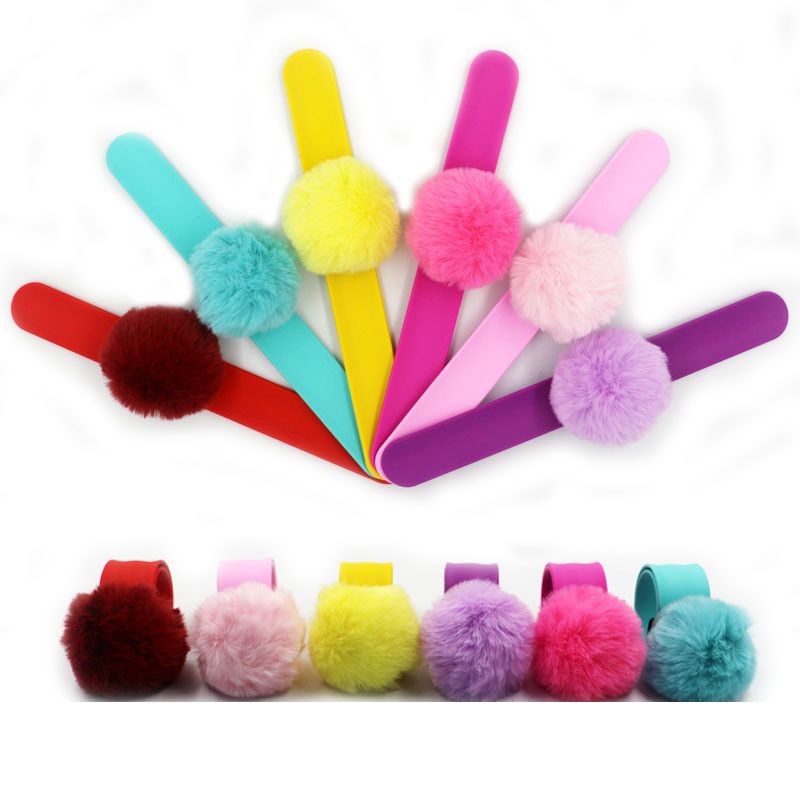 Childrens Toy Bracelet Plush Ball Silicone Snap Ring Fur Bracelet Wrist Strap Jewelry Wristband