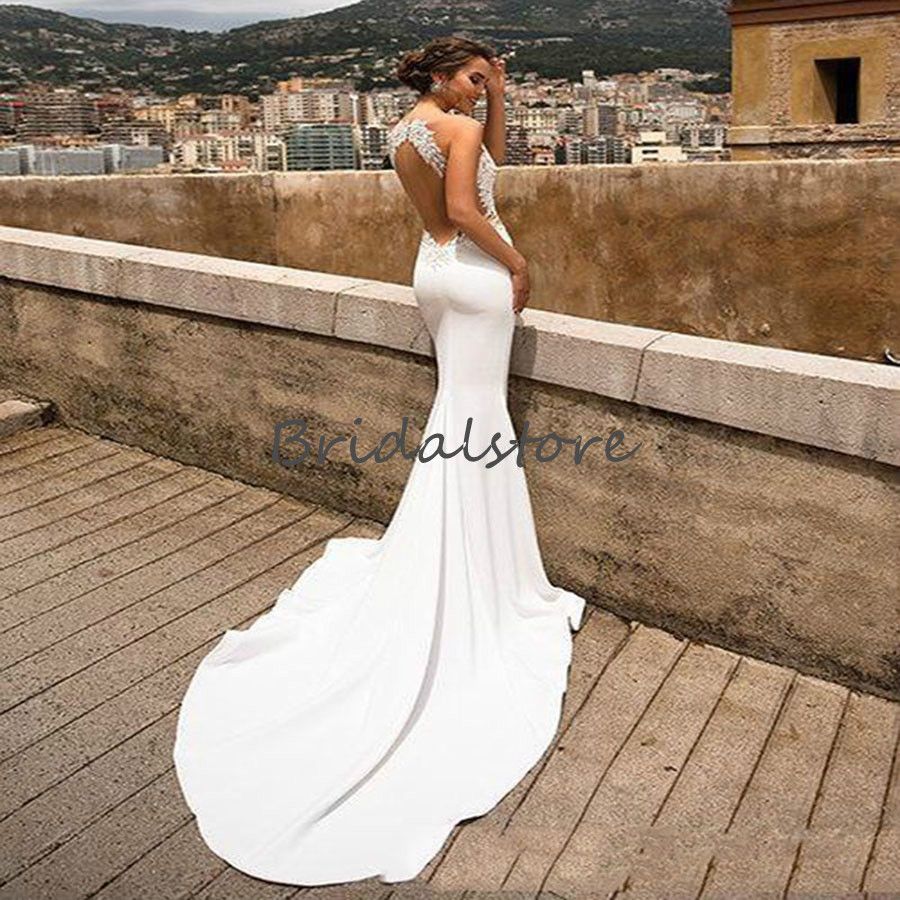Open Back Lace Wedding Dresses Beach Wedding Dress Cheap OW662