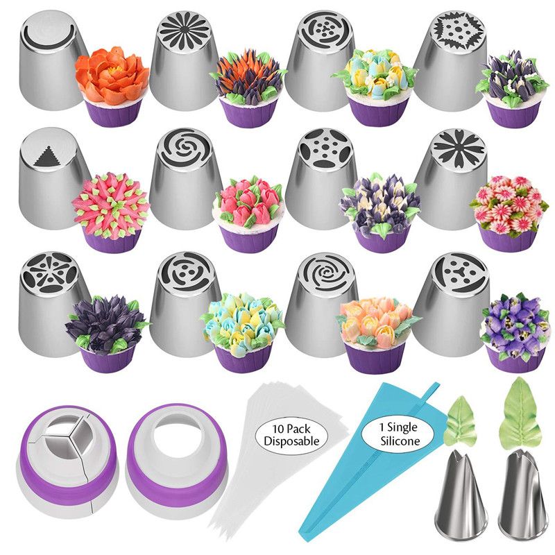 7x Russian Tulip Rose Icing Piping Nozzles Tips Cake Decorating Baking Tool Set