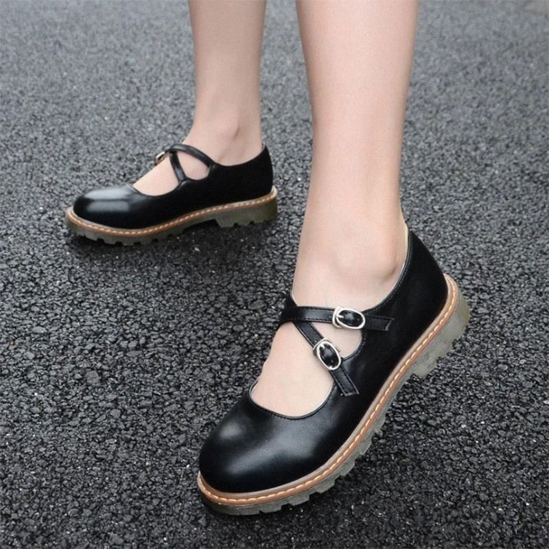 Casual New Cross Strap Womens Lolita Mary Jane Round Toe Pumps Buckle Flat Shoes Casual New Cross Strap Womens Lolita Mary Jane Round Toe Pumps Buckle Flat Shoes