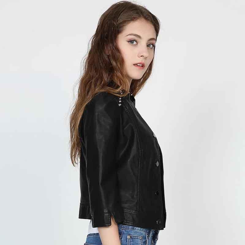 quarter sleeve leather jacket
