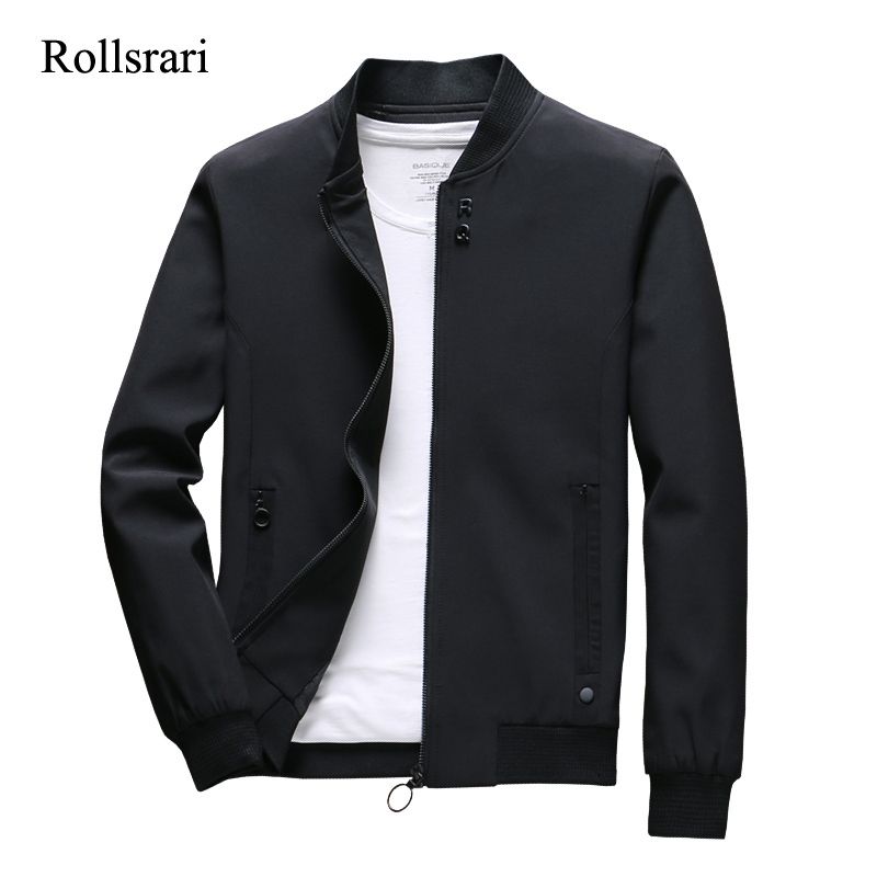 Spring Autumn Jackets Men New Casual Solid Fashion Streetwear Thick ...