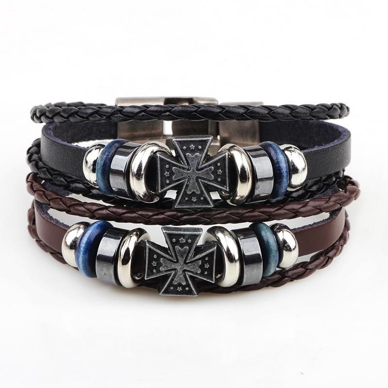 Male Men Cool Vintage Punk Style Rivet Roman Cross Comfortable Leather Wrap Bracelets Retro Bangles Jewelry Qylqvt Lottery2010 Link Charm Bracelets Rembrandt Charms From Lottery2010 0 15 Dhgate Com