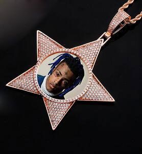 Rosegold pentagram pendant w / rep kedja