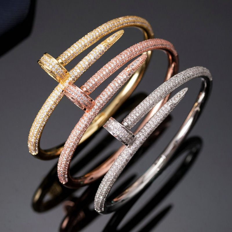 2021 Nail Bracelets Women 18k Gold Plated Love Bangle Bracelet Full