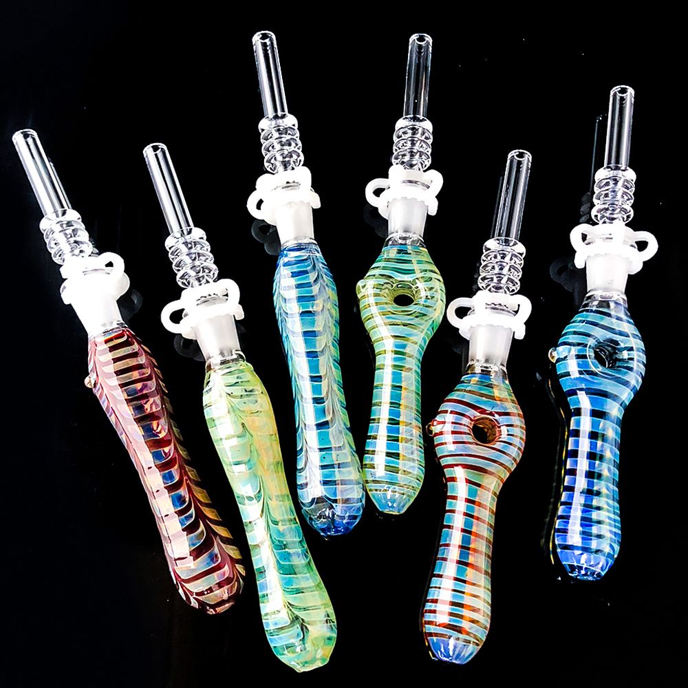2021 Glass Nectar Collector Kit With Quartz Tips Dab Straw Oil Rig
