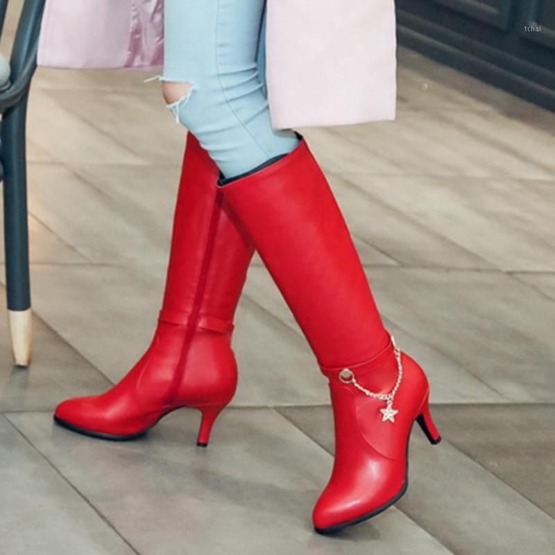 Acheter LAPOLAKA PLUS Taille 43 Talons Hauts Élégants Genou Haut Salles Dechaines De Bureau Dames Hiver Chaussures Femmes Bottes Femelles1 De 45,53 € Du Tchai | Fr.DHgate.Com