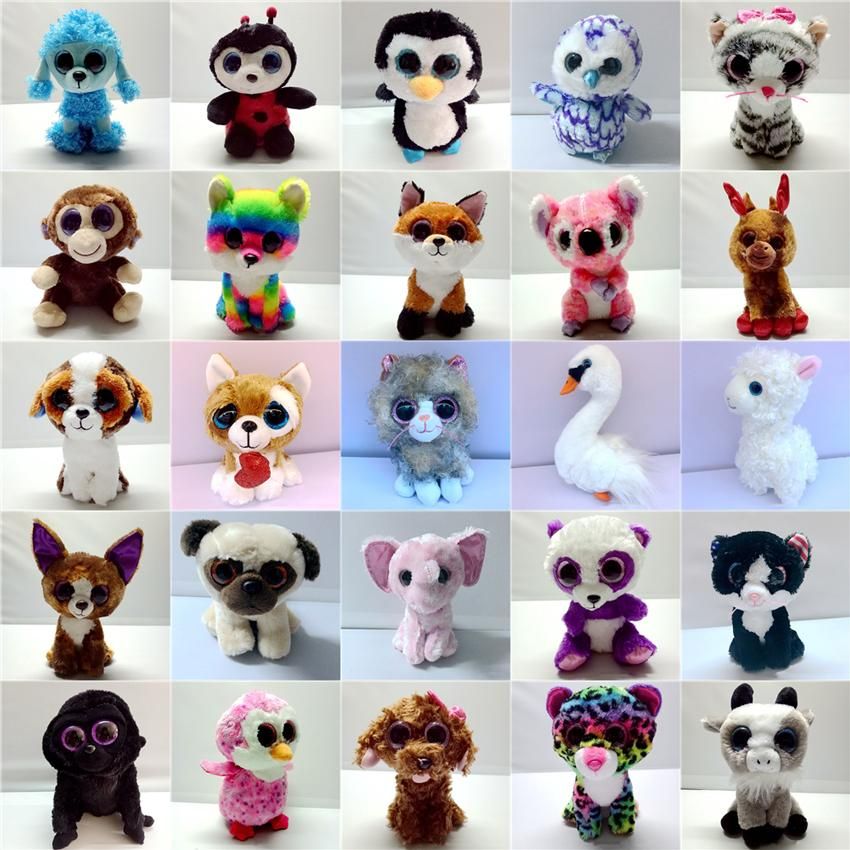 Big Eyes Plush Toys Kawaii Stuffed Animals Small Seals Penguin Dog Cat  Panda Mouse Doll for