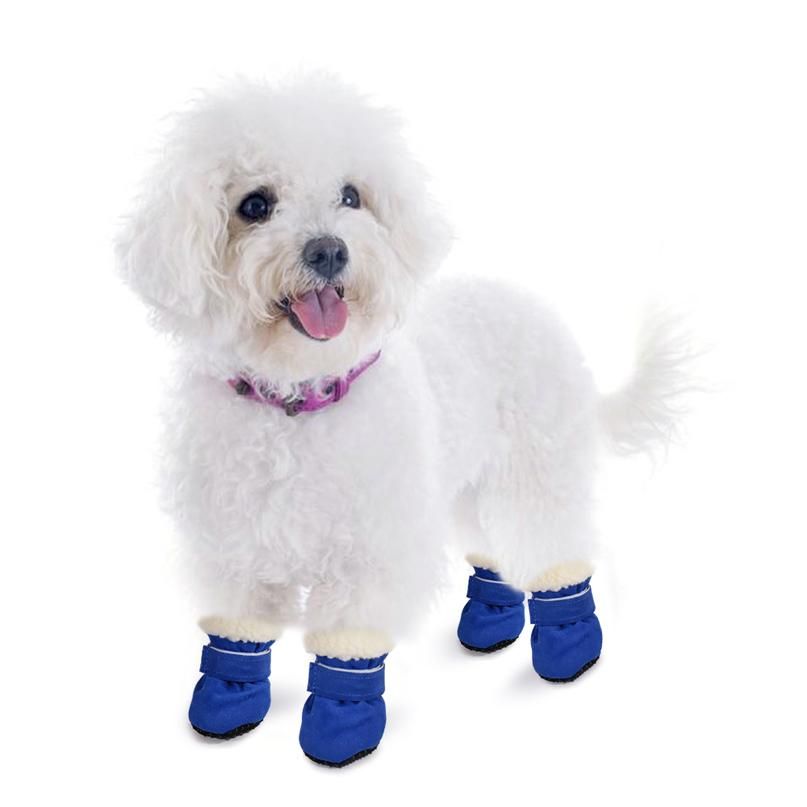 Pequeños Gatos Perros Cachorro Perro Calcetines Botines 4 Piezas Invierno Impermeable Mascota Perro Zapatos Antideslizante Lluvia Calzado Calzado Azul
