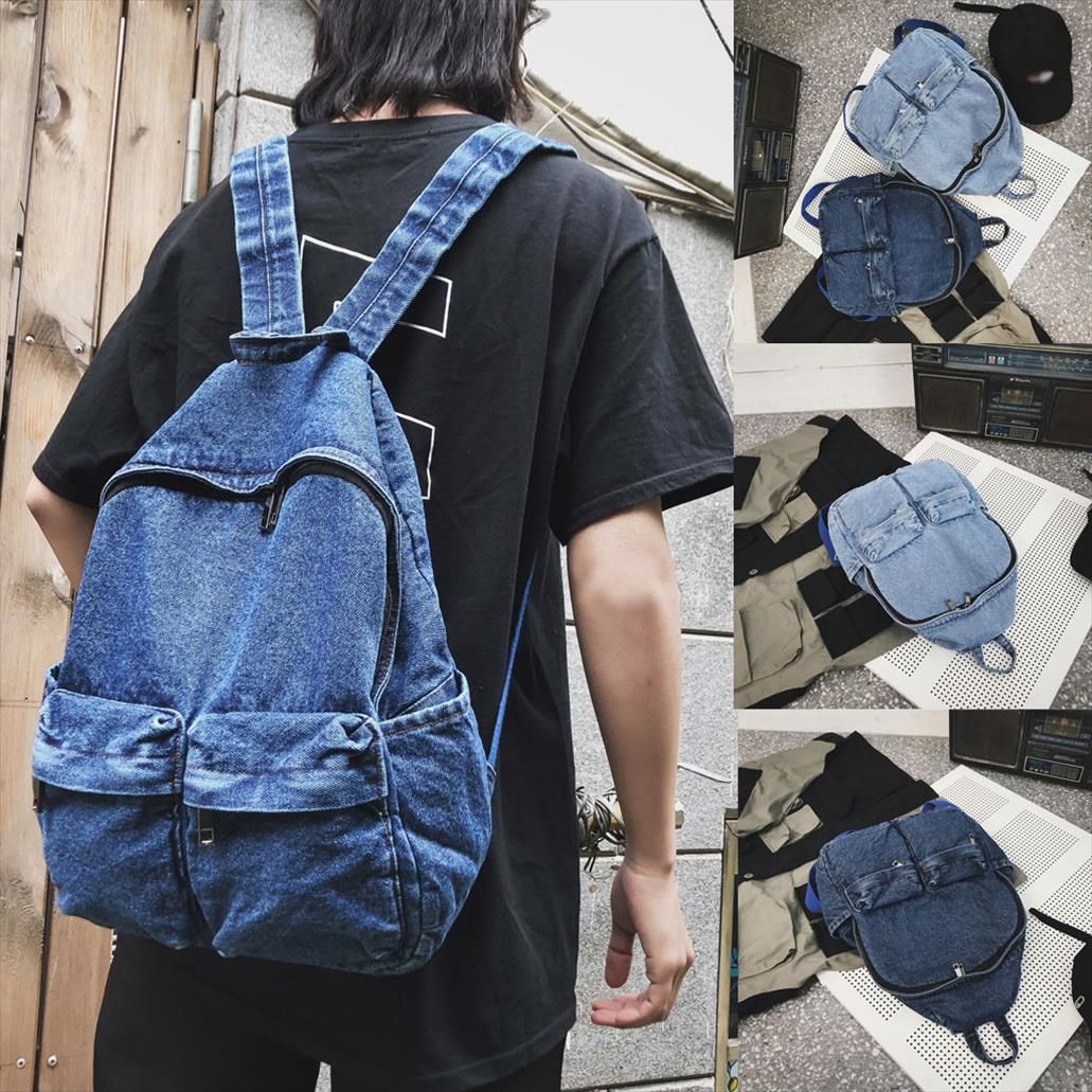 vintage denim backpack