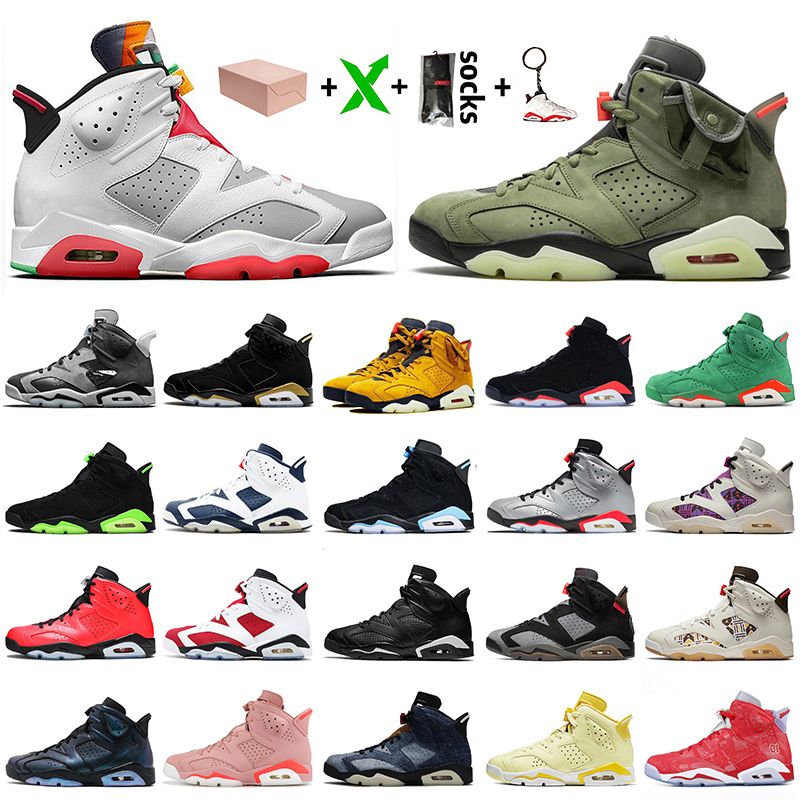 With Box Top Quality 2020 Jumpman 6 6s Mens Basketball Shoes Satin Jordan Retro Hare 6 Travis 