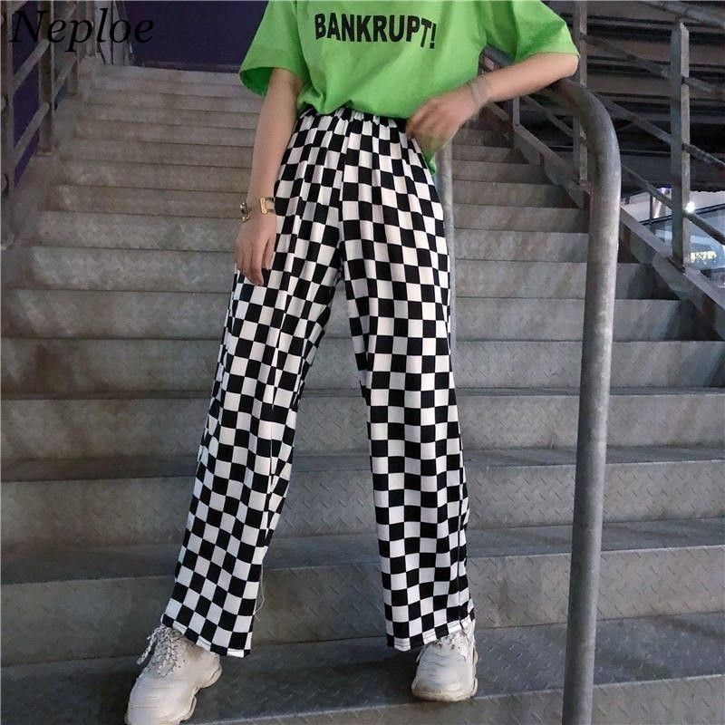 Compra Nefloe Blanco Negro Plaid Vintage Pantalones Vintage Harajuku  Pantalones De Pierna Ancha Moda Causal Cintura Alta Mujer Hombres Ropa  37291 Y200114 Barato | Entrega Rápida Y Calidad | Es.Dhgate