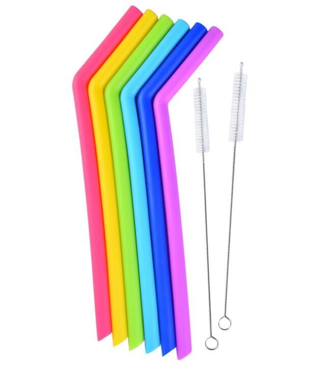 6Bent straws + 2brush + 1 väska