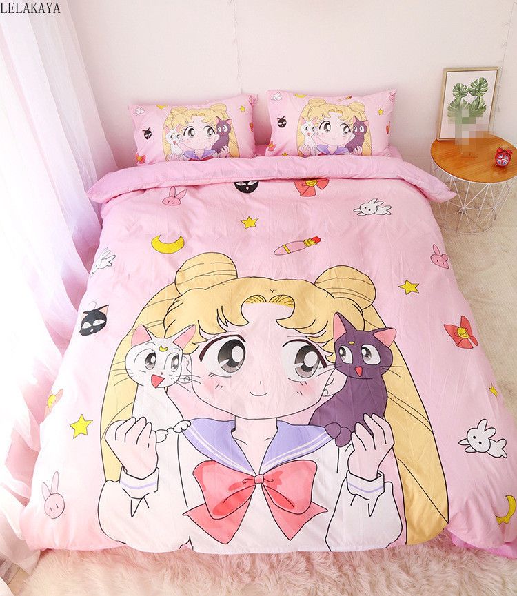 Sailor Moon Tsukino Usagi Bettdecke Werfen Decke Kissenbezug abdecken Bed Sheet 